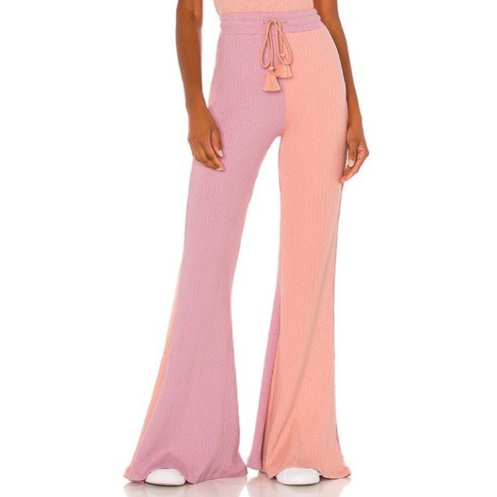 LoveShackFancy Flores Pant- Lilac Candy (S) drawstring waist w/ tassel. rib knit